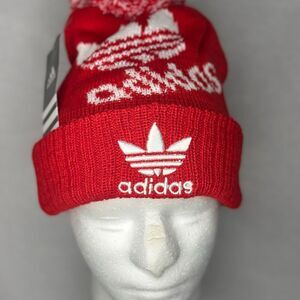Adidas Red Pom-Pom Beanie New Hat